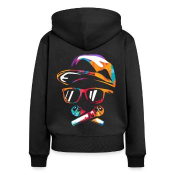 Hip hop - Sweat à capuche zippé Premium bio Femme - noir - Dos - Julia (174cm)