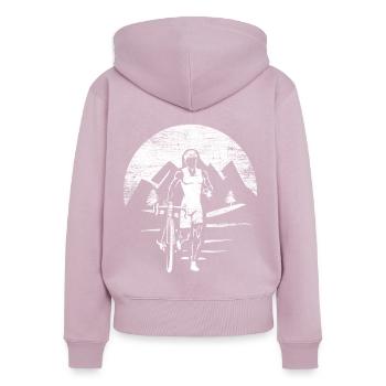 Triathlon Sport - Sweat à capuche zippé Premium bio Femme - rose poudré - Dos - Julia (174cm)