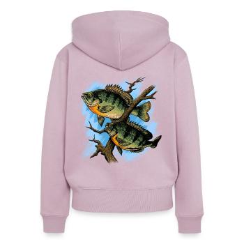 Bluegill Illustration Angeln Pullover Design - Frauen Premium Bio Zip Hoodie - Altrosa - Hinten - Julia (174cm)