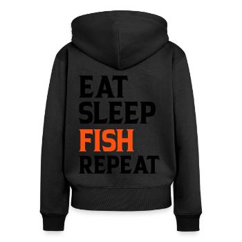 Eat Sleep Fish Repeat - Women's Premium Organic Zip Hoodie - black - Back - Julia (174cm)
