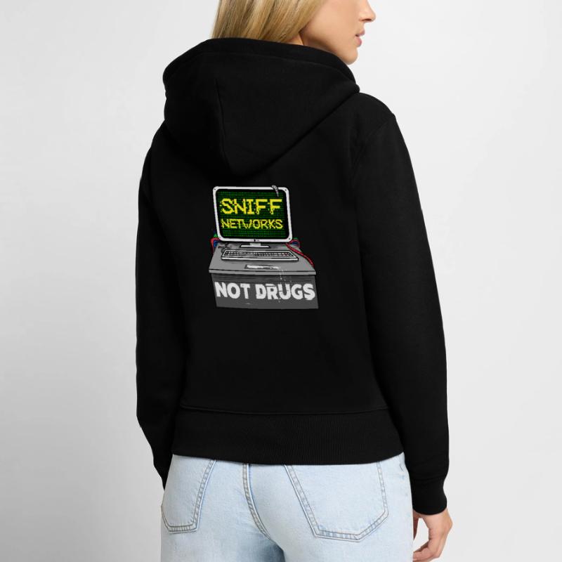 Code de programmeur Computer Science Hacker CMD Gift Sweat à capuche zippé Premium bio Femme