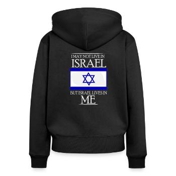 Israel Flagge IDF Mossad Menora Tel Aviv Geschenk - Frauen Premium Bio Zip Hoodie - Schwarz - Hinten - Julia (174cm)