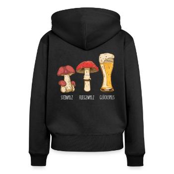 Cèpes Champignons Champignons Cadeau - Sweat à capuche zippé Premium bio Femme - noir - Dos - Julia (174cm)