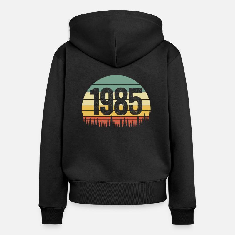 Année de construction 1985 - Sweat à capuche zippé Premium bio Femme - noir