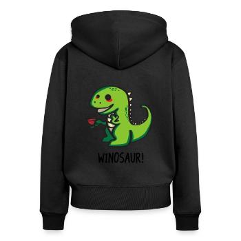 Winosaurier - Frauen Premium Bio Zip Hoodie - Schwarz - Hinten - Julia (174cm)
