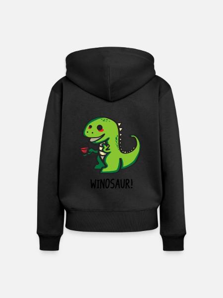 Winosaurier - Frauen Premium Bio Zip Hoodie - Schwarz