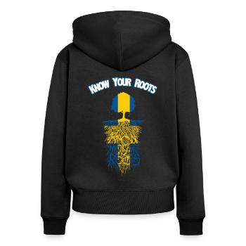Schweden schwedische Wurzeln - Frauen Premium Bio Zip Hoodie - Schwarz - Hinten - Julia (174cm)