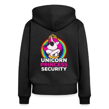Licorne Princesse Enfant Unicorn Security - Sweat à capuche zippé Premium bio Femme - noir - Dos - Julia (174cm)