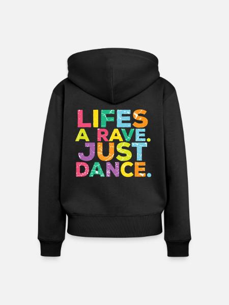 Techno Raver Raver - Frauen Premium Bio Zip Hoodie - Schwarz