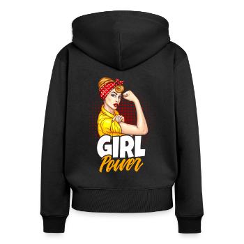 Girl Power Super Femme Femmes Power - Sweat à capuche zippé Premium bio Femme - noir - Dos - Julia (174cm)