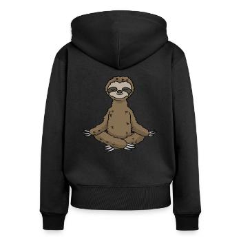 Yoga Sloth Meditation Yogi Namaste Gift - Women's Premium Organic Zip Hoodie - black - Back - Julia (174cm)