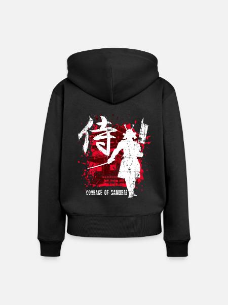 Samurai Krieger Geschenk - Frauen Premium Bio Zip Hoodie - Schwarz