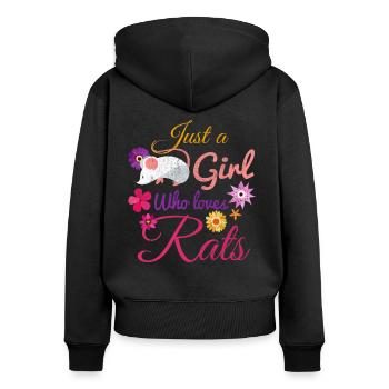 Rat animal love - Women's Premium Organic Zip Hoodie - black - Back - Julia (174cm)
