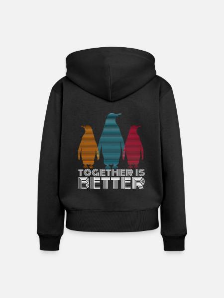 Pinguin - Frauen Premium Bio Zip Hoodie - Schwarz