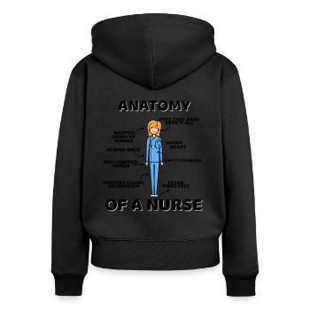 Anatomy of a nurse funny gift - Women's Premium Organic Zip Hoodie - black - Back - Julia (174cm)