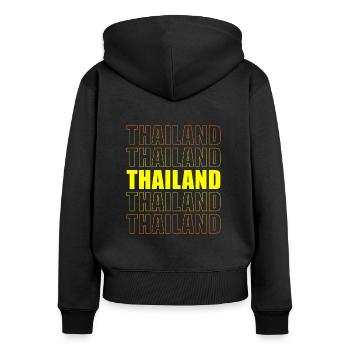 Thaïlande - Sweat à capuche zippé Premium bio Femme - noir - Dos - Julia (174cm)