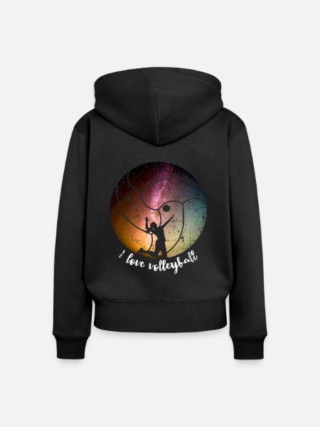 Volleyball Aufschlag - Frauen Premium Bio Zip Hoodie - Schwarz