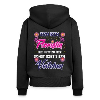Floristin - Frauen Premium Bio Zip Hoodie - Schwarz - Hinten - Julia (174cm)