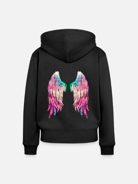 Engelsflügel - Frauen Premium Bio Zip Hoodie - Schwarz