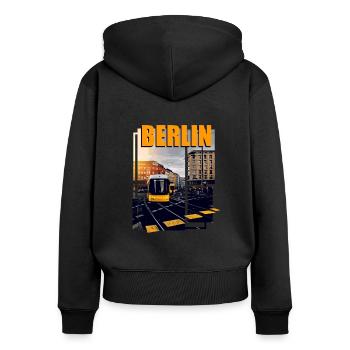 Berlin Bus Train Transport - Sweat à capuche zippé Premium bio Femme - noir - Dos - Julia (174cm)
