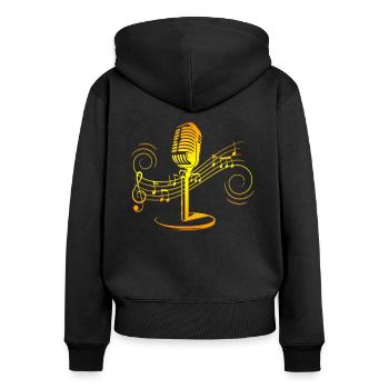Microphone Chanteur Chanteur Chant musical - Sweat à capuche zippé Premium bio Femme - noir - Dos - Julia (174cm)