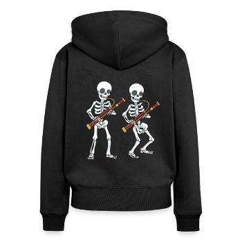 Fagott Tshirt Big Band Skelett Bassoon Fagott - Frauen Premium Bio Zip Hoodie - Schwarz - Hinten - Julia (174cm)