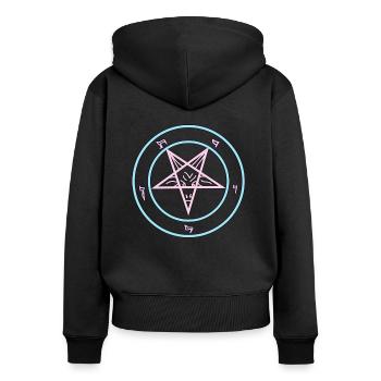 Pastel Goth Pentagramm Satan - Frauen Premium Bio Zip Hoodie - Schwarz - Hinten - Julia (174cm)