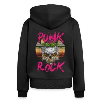 Punk Totenkopf Punkrock Punks Punkrocker - Frauen Premium Bio Zip Hoodie - Schwarz - Hinten - Julia (174cm)