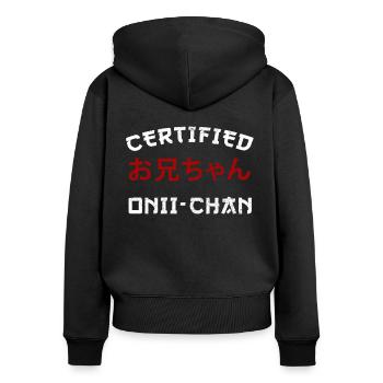 Oniichan Anime Meme Hentai Geschenk - Frauen Premium Bio Zip Hoodie - Schwarz - Hinten - Julia (174cm)