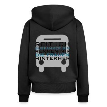 Lustiger Busfahrer Spruch Geschenkidee - Frauen Premium Bio Zip Hoodie - Schwarz - Hinten - Julia (174cm)