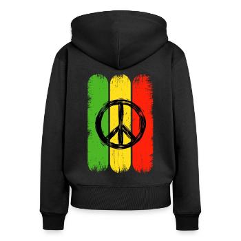 Jamaica Hippie Peace Sign Rastas Jamaica - Women's Premium Organic Zip Hoodie - black - Back - Julia (174cm)