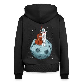 Kontrabass Geschenk Astronaut Big Band Kontrabass - Frauen Premium Bio Zip Hoodie - Schwarz - Hinten - Julia (174cm)
