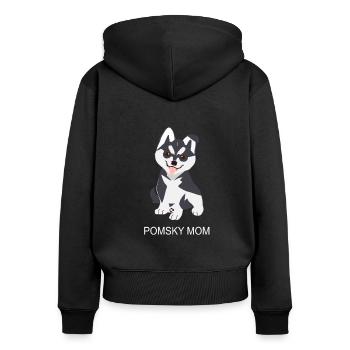 Pomsky Mom - Frauen Premium Bio Zip Hoodie - Schwarz - Hinten - Julia (174cm)
