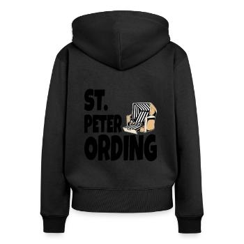 St. Peter Ording Nordsee Urlaub Segeln Surfen - Frauen Premium Bio Zip Hoodie - Schwarz - Hinten - Julia (174cm)