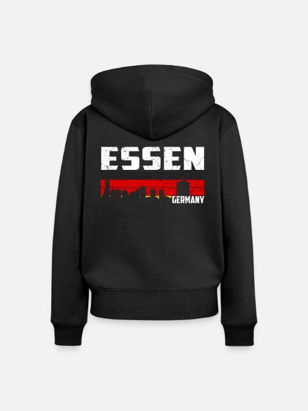 Essen Stadt Essener Skyline - Frauen Premium Bio Zip Hoodie - Schwarz
