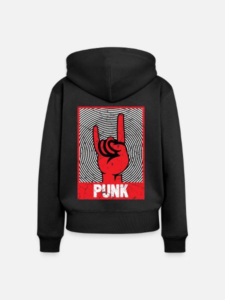 Teufelshorn Punks Punk - Frauen Premium Bio Zip Hoodie - Schwarz