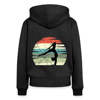 Gymnastik Mädchen - Frauen Premium Bio Zip Hoodie - Schwarz - Hinten - Julia (174cm)