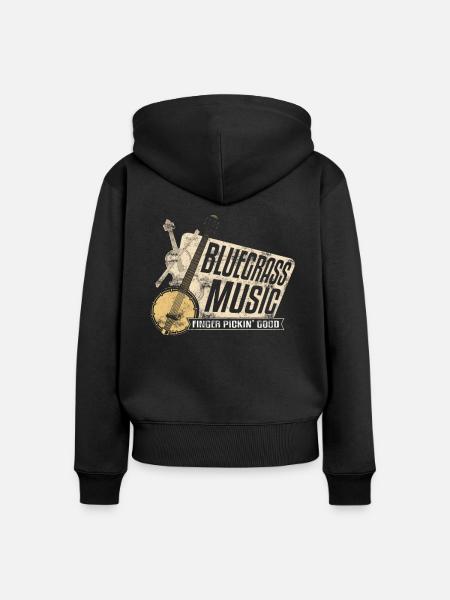 Bluegrass Banjo Gitarren Musik - Frauen Premium Bio Zip Hoodie - Schwarz