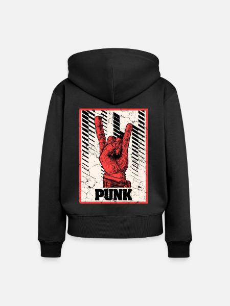 Teufelshorn Punks Punk - Frauen Premium Bio Zip Hoodie - Schwarz