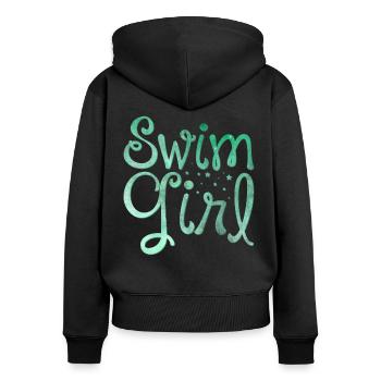 Schwimmerin Schwimmen Mädchen - Frauen Premium Bio Zip Hoodie - Schwarz - Hinten - Julia (174cm)