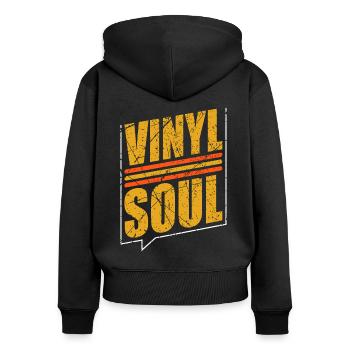 Vinyl Soul Retro Plattenspieler - Frauen Premium Bio Zip Hoodie - Schwarz - Hinten - Julia (174cm)