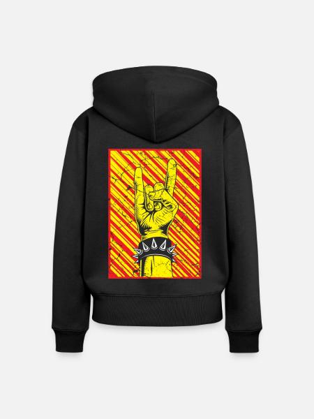 Teufelshorn Punks Punk - Frauen Premium Bio Zip Hoodie - Schwarz