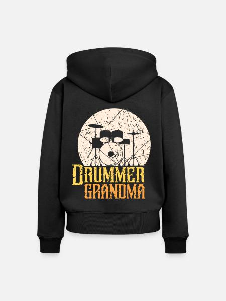 Schlagzeuger Omi - Frauen Premium Bio Zip Hoodie - Schwarz