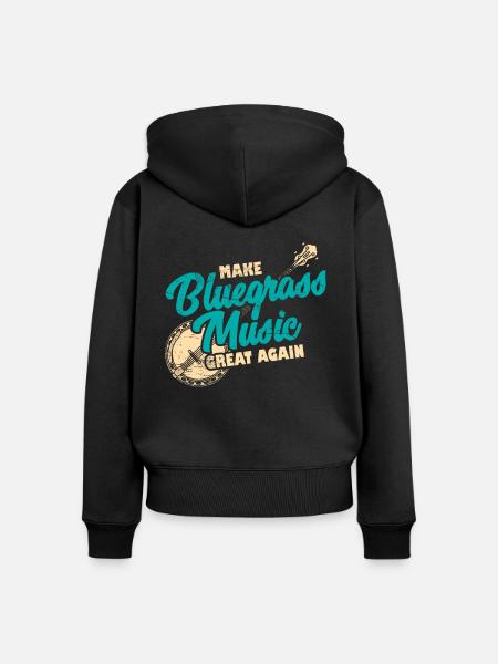 Bluegrass Banjo Gitarre - Frauen Premium Bio Zip Hoodie - Schwarz