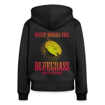 Bluegrass Banjo Guitar - Women's Premium Organic Zip Hoodie - black - Back - Julia (174cm)