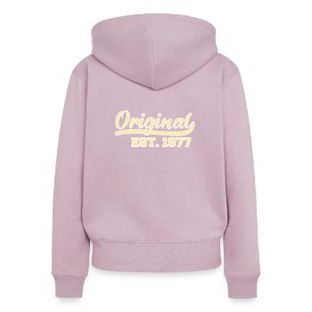 44. Geburtstag September 1977 Geschenkidee - Frauen Premium Bio Zip Hoodie - Altrosa - Hinten - Julia (174cm)