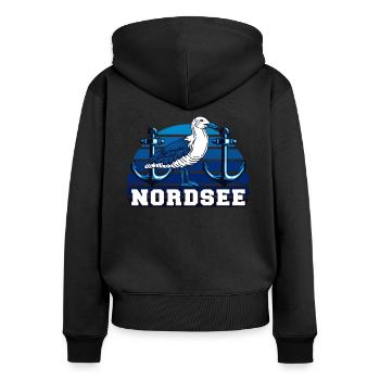 Seagull nord Ancre Nord Mouettes nord Allemagne du Nord - Sweat à capuche zippé Premium bio Femme - noir - Dos - Julia (174cm)