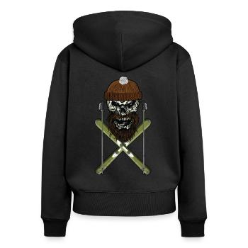 Ski skiing Skiing Skiing Skull Skier - Sweat à capuche zippé Premium bio Femme - noir - Dos - Julia (174cm)