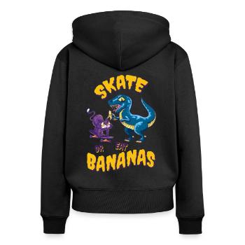 Skateboard Skater Skater Rampe Dinosaure Chat - Sweat à capuche zippé Premium bio Femme - noir - Dos - Julia (174cm)