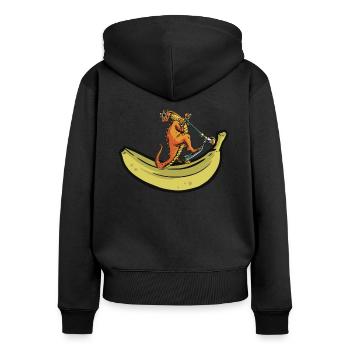 Scooter Dinosaure Skater Rampe Scooter - Sweat à capuche zippé Premium bio Femme - noir - Dos - Julia (174cm)